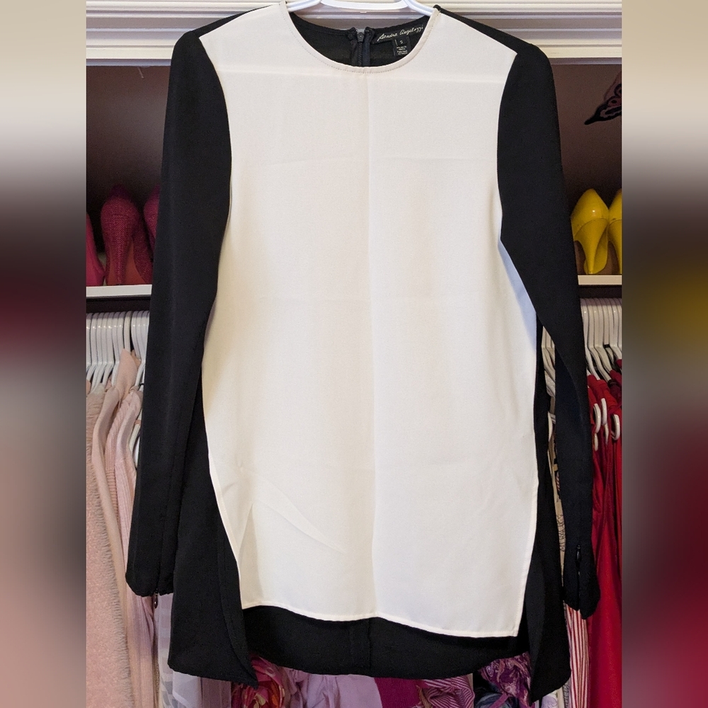 Sandra Angelazzi White and Black Colourblock Blouse Top Small